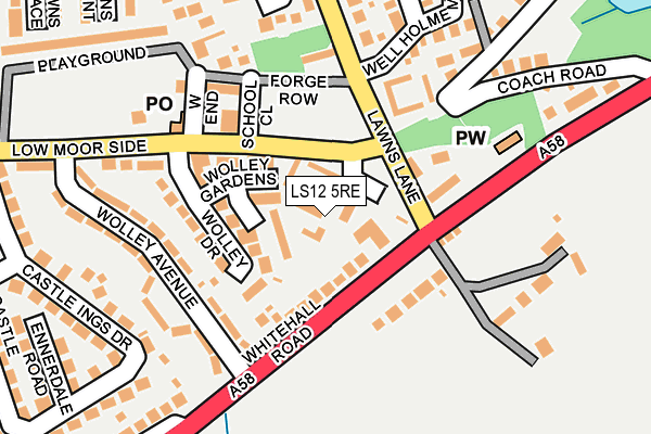LS12 5RE map - OS OpenMap – Local (Ordnance Survey)