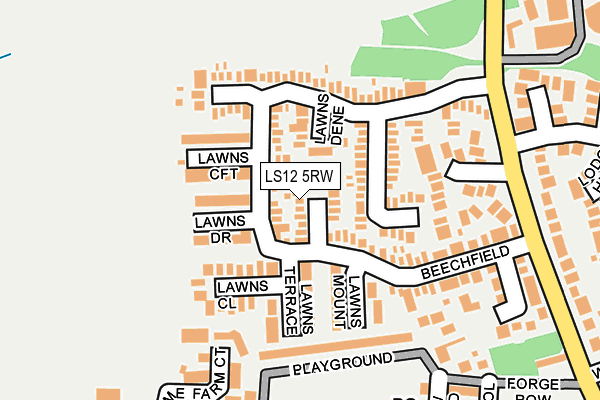 LS12 5RW map - OS OpenMap – Local (Ordnance Survey)