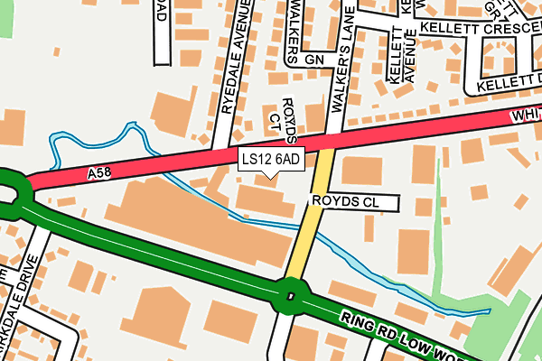 LS12 6AD map - OS OpenMap – Local (Ordnance Survey)
