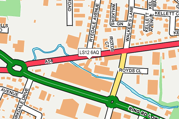 LS12 6AQ map - OS OpenMap – Local (Ordnance Survey)