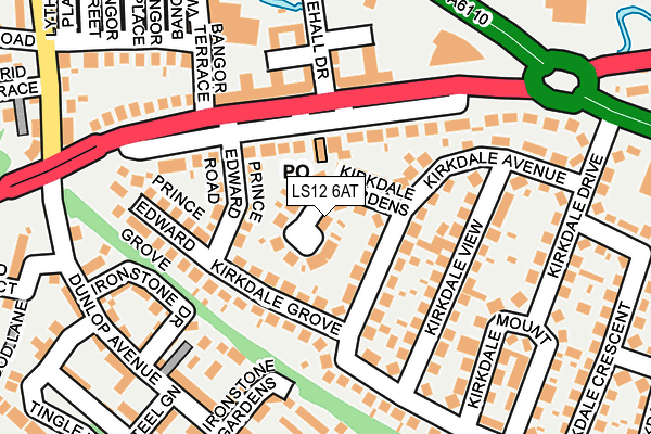 LS12 6AT map - OS OpenMap – Local (Ordnance Survey)