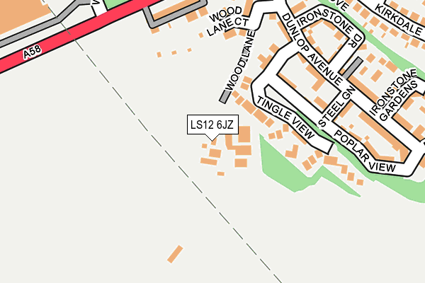 LS12 6JZ map - OS OpenMap – Local (Ordnance Survey)