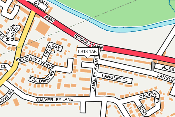 LS13 1AB map - OS OpenMap – Local (Ordnance Survey)
