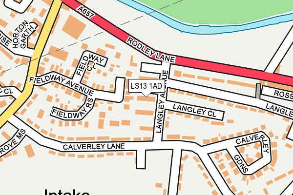 LS13 1AD map - OS OpenMap – Local (Ordnance Survey)