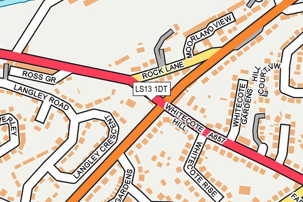 LS13 1DT map - OS OpenMap – Local (Ordnance Survey)