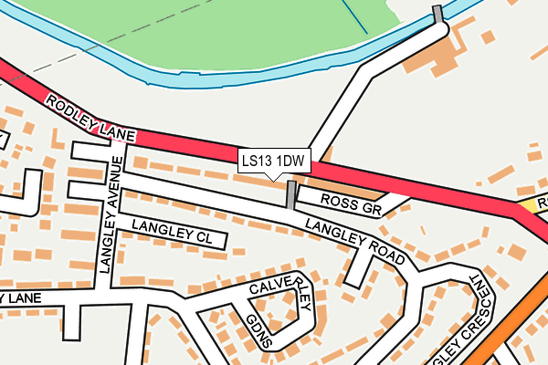 LS13 1DW map - OS OpenMap – Local (Ordnance Survey)