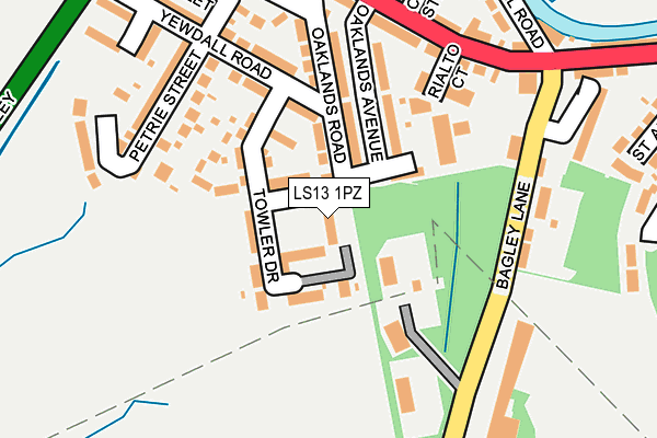 LS13 1PZ map - OS OpenMap – Local (Ordnance Survey)
