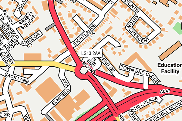 LS13 2AA map - OS OpenMap – Local (Ordnance Survey)