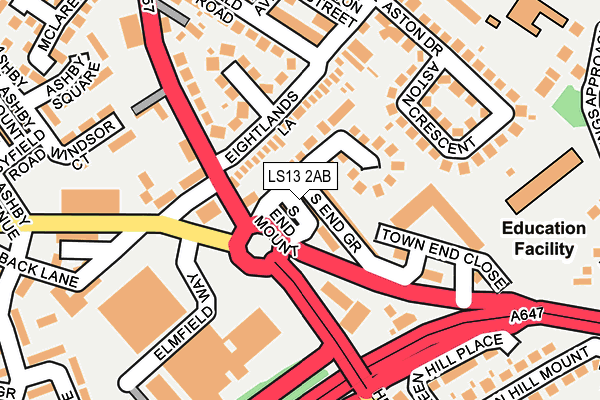 LS13 2AB map - OS OpenMap – Local (Ordnance Survey)