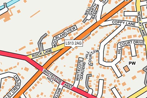 LS13 2AG map - OS OpenMap – Local (Ordnance Survey)