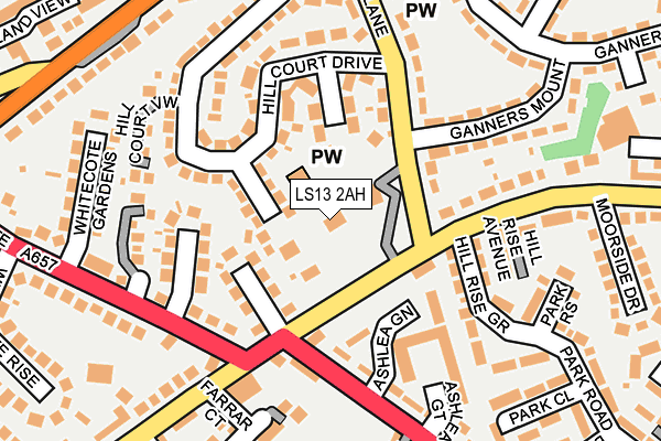 LS13 2AH map - OS OpenMap – Local (Ordnance Survey)
