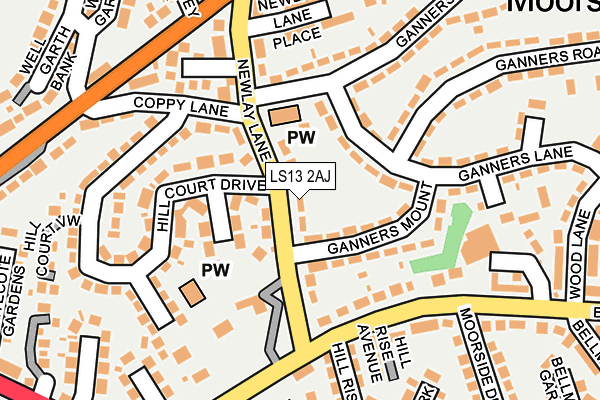 LS13 2AJ map - OS OpenMap – Local (Ordnance Survey)