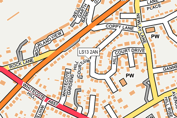 LS13 2AN map - OS OpenMap – Local (Ordnance Survey)