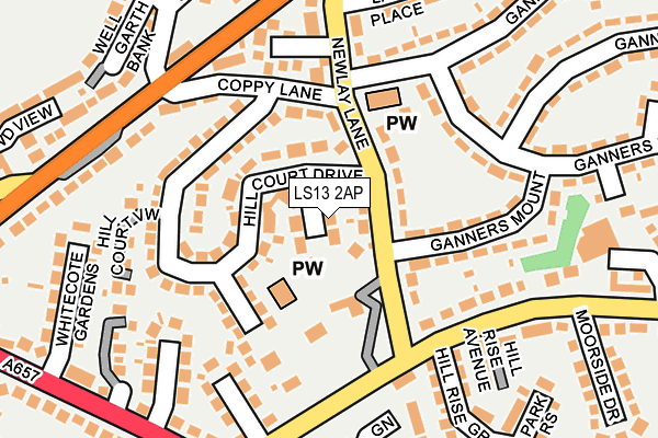 LS13 2AP map - OS OpenMap – Local (Ordnance Survey)