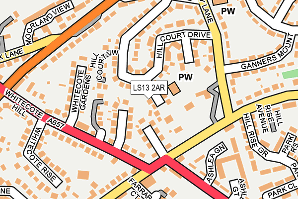 LS13 2AR map - OS OpenMap – Local (Ordnance Survey)
