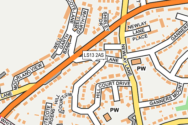 LS13 2AS map - OS OpenMap – Local (Ordnance Survey)