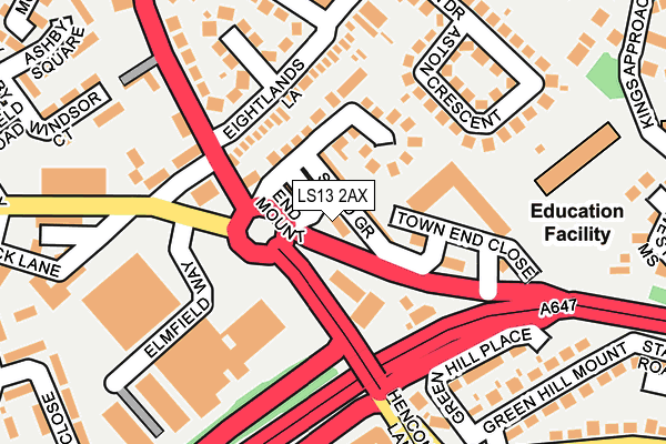 LS13 2AX map - OS OpenMap – Local (Ordnance Survey)