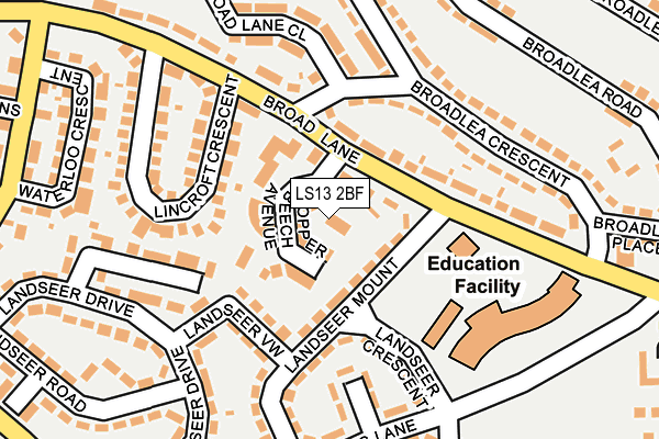 LS13 2BF map - OS OpenMap – Local (Ordnance Survey)