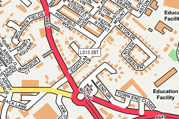 LS13 2BT map - OS OpenMap – Local (Ordnance Survey)