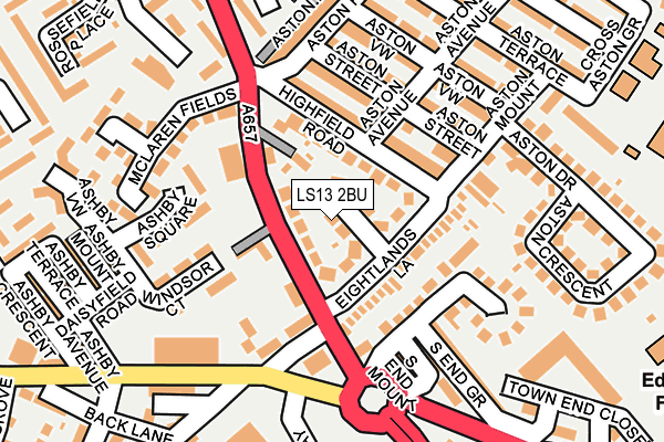 LS13 2BU map - OS OpenMap – Local (Ordnance Survey)