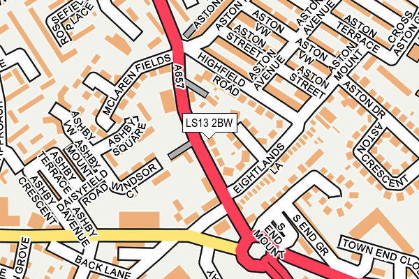 LS13 2BW map - OS OpenMap – Local (Ordnance Survey)