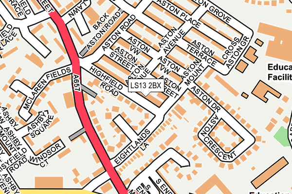 LS13 2BX map - OS OpenMap – Local (Ordnance Survey)