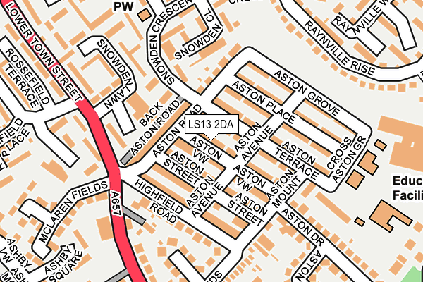 LS13 2DA map - OS OpenMap – Local (Ordnance Survey)