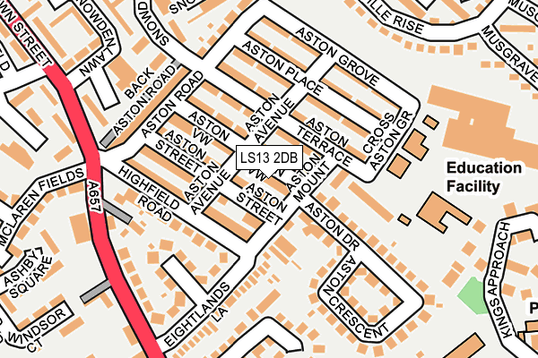 LS13 2DB map - OS OpenMap – Local (Ordnance Survey)