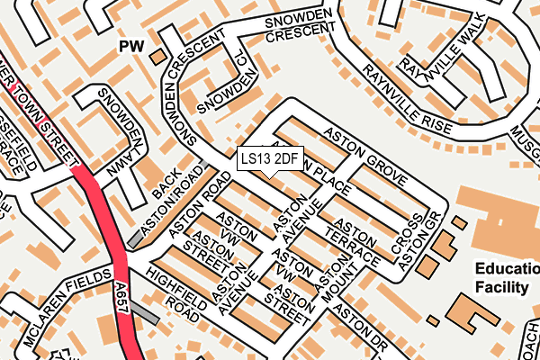 LS13 2DF map - OS OpenMap – Local (Ordnance Survey)