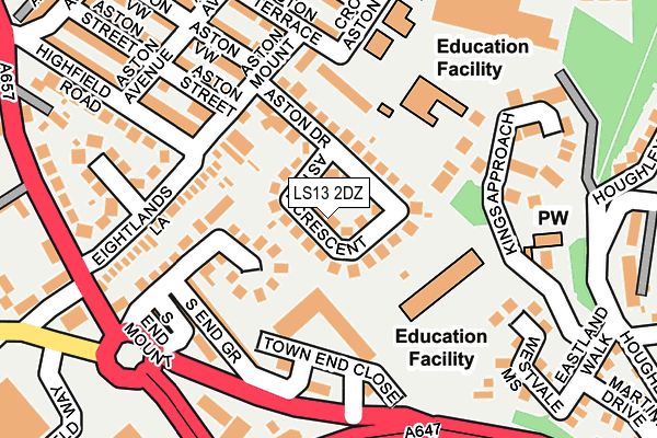 LS13 2DZ map - OS OpenMap – Local (Ordnance Survey)