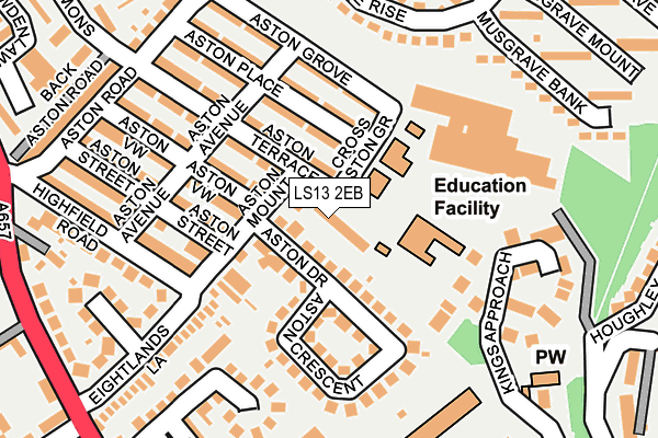 LS13 2EB map - OS OpenMap – Local (Ordnance Survey)