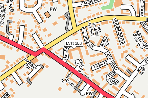 LS13 2EG map - OS OpenMap – Local (Ordnance Survey)
