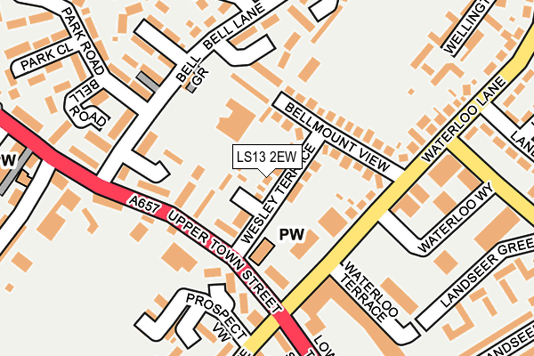 LS13 2EW map - OS OpenMap – Local (Ordnance Survey)