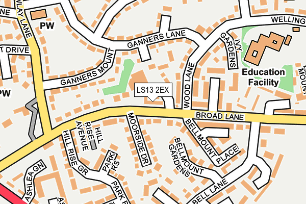 LS13 2EX map - OS OpenMap – Local (Ordnance Survey)