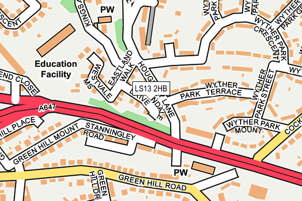 LS13 2HB map - OS OpenMap – Local (Ordnance Survey)