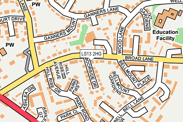 LS13 2HG map - OS OpenMap – Local (Ordnance Survey)