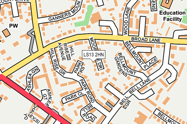 LS13 2HN map - OS OpenMap – Local (Ordnance Survey)