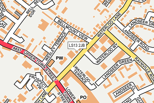 LS13 2JB map - OS OpenMap – Local (Ordnance Survey)