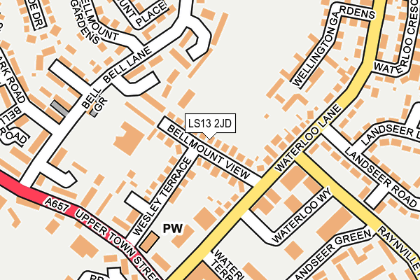 LS13 2JD map - OS OpenMap – Local (Ordnance Survey)