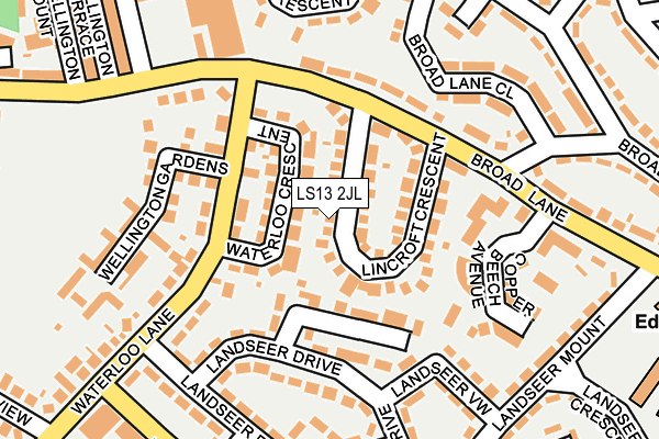 LS13 2JL map - OS OpenMap – Local (Ordnance Survey)