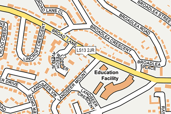 LS13 2JR map - OS OpenMap – Local (Ordnance Survey)
