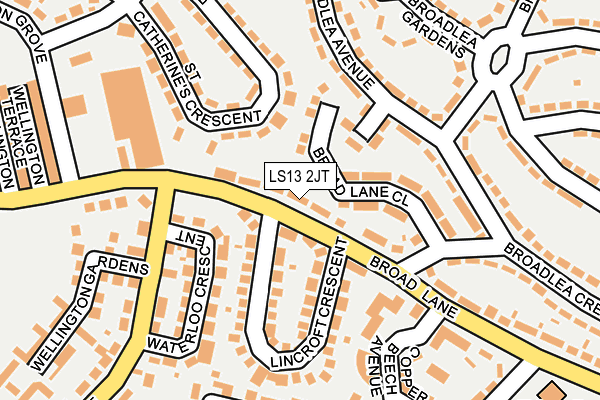 LS13 2JT map - OS OpenMap – Local (Ordnance Survey)