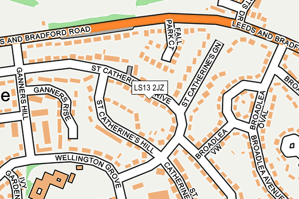 LS13 2JZ map - OS OpenMap – Local (Ordnance Survey)