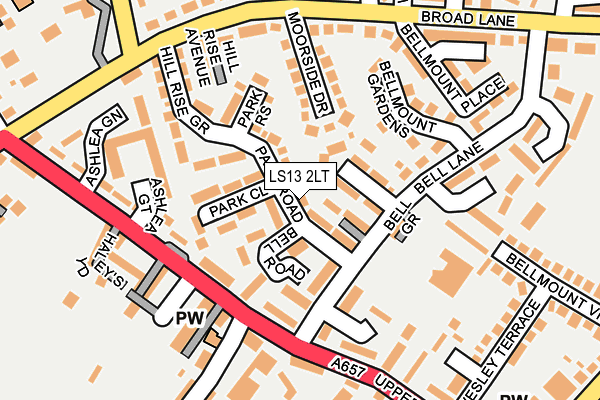 LS13 2LT map - OS OpenMap – Local (Ordnance Survey)