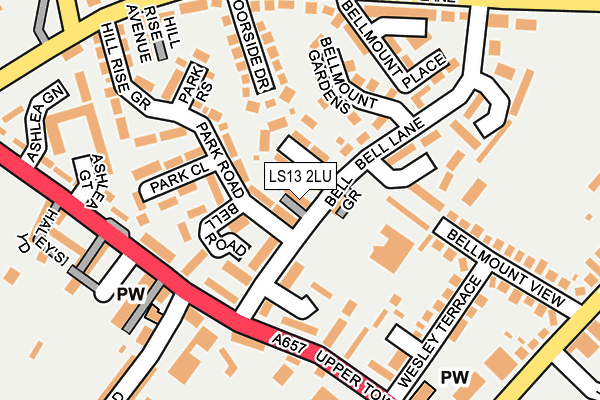 LS13 2LU map - OS OpenMap – Local (Ordnance Survey)