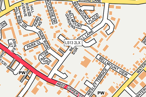 LS13 2LX map - OS OpenMap – Local (Ordnance Survey)