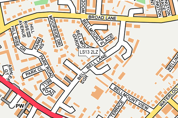 LS13 2LZ map - OS OpenMap – Local (Ordnance Survey)