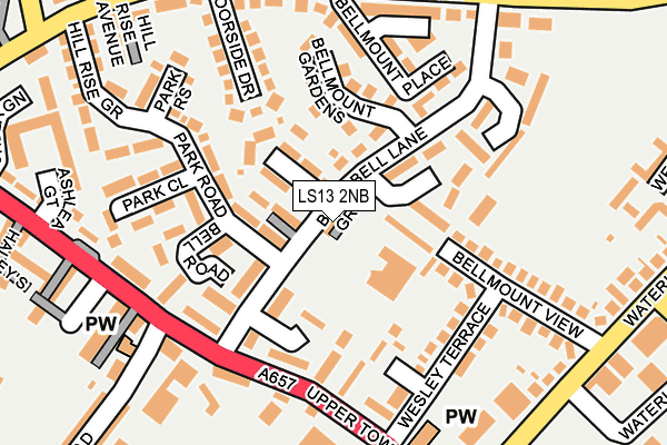 LS13 2NB map - OS OpenMap – Local (Ordnance Survey)