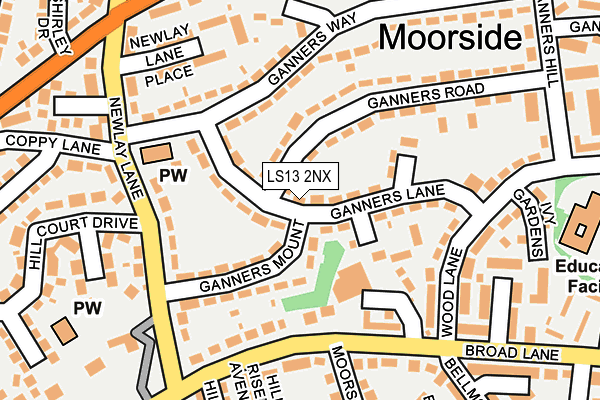 LS13 2NX map - OS OpenMap – Local (Ordnance Survey)