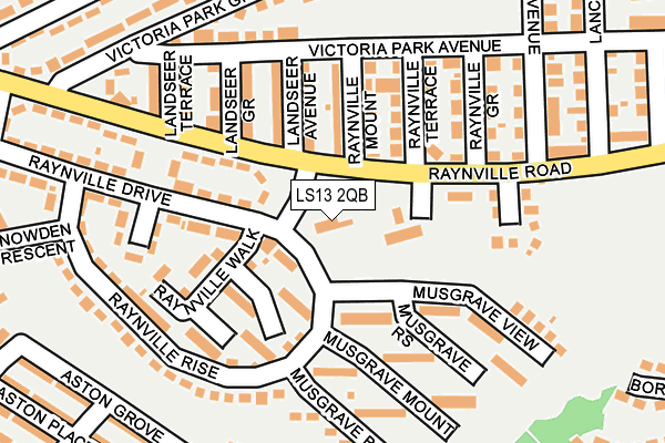 LS13 2QB map - OS OpenMap – Local (Ordnance Survey)